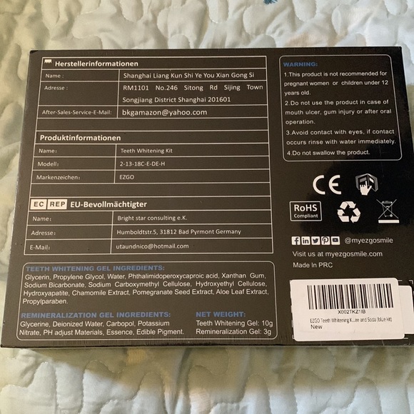 EZGO TEETH WHITENING KIT BRAND NEW NEVER OPENED - Picture 3 of 3
